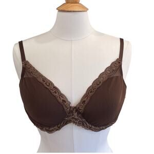 Natori Chocolate Brown Lace Underwire Bra, Size 32 DDD